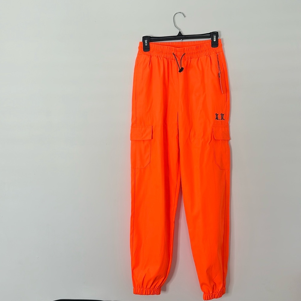 Forever 21 Neon Orange Cargo Drawstring Pants-NWT SIZE S